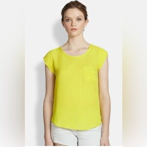 Joie yellow silk pocket rancher blouse medium